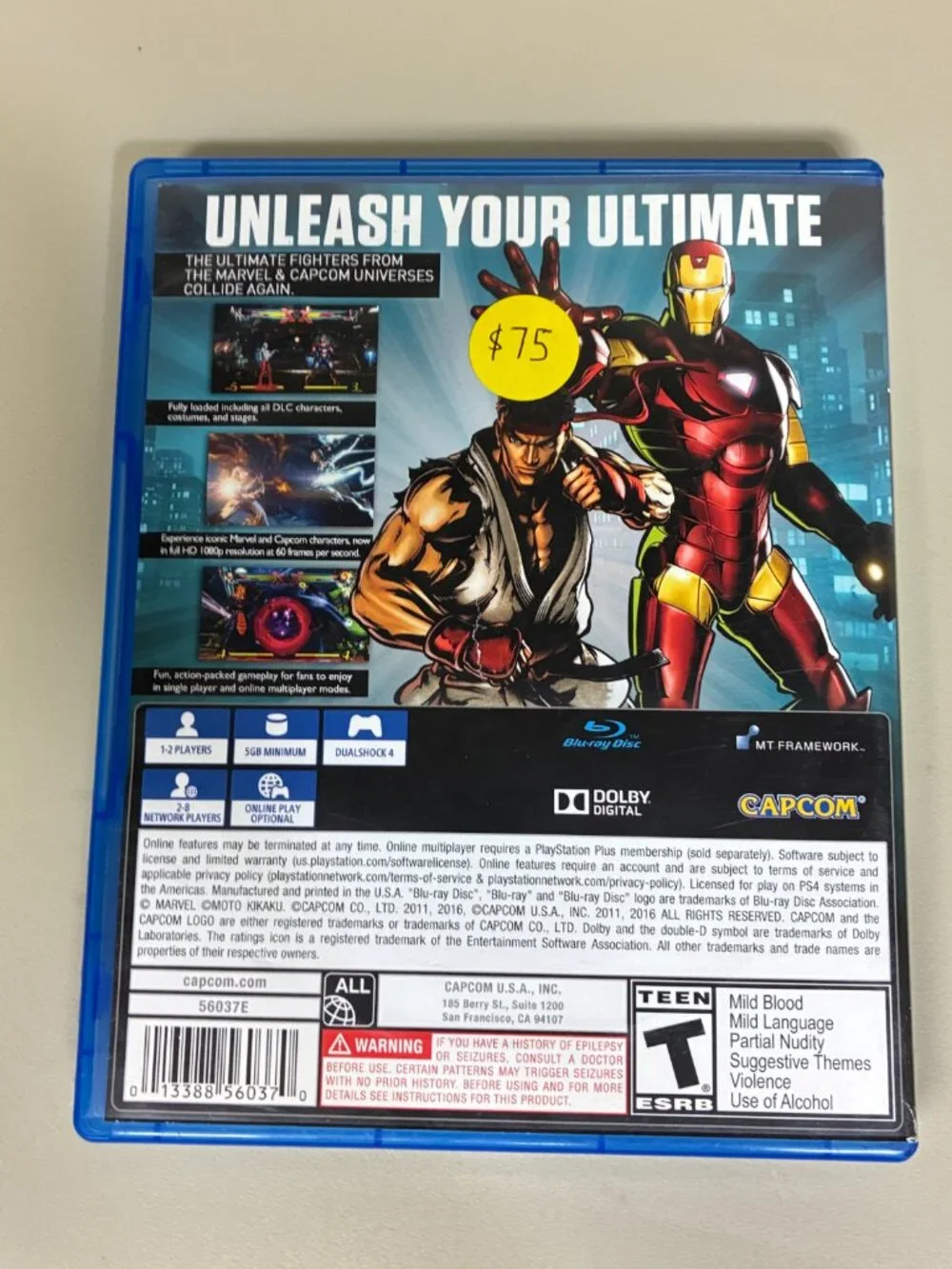 Ultimate Marvel Vs Capcom 3 PS4 2017 Complete CIB Capcom Fighting Game